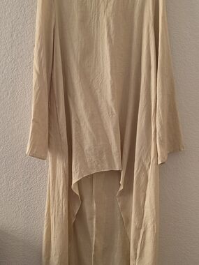 Light Cream Long Sleeve Open Front Women's Top